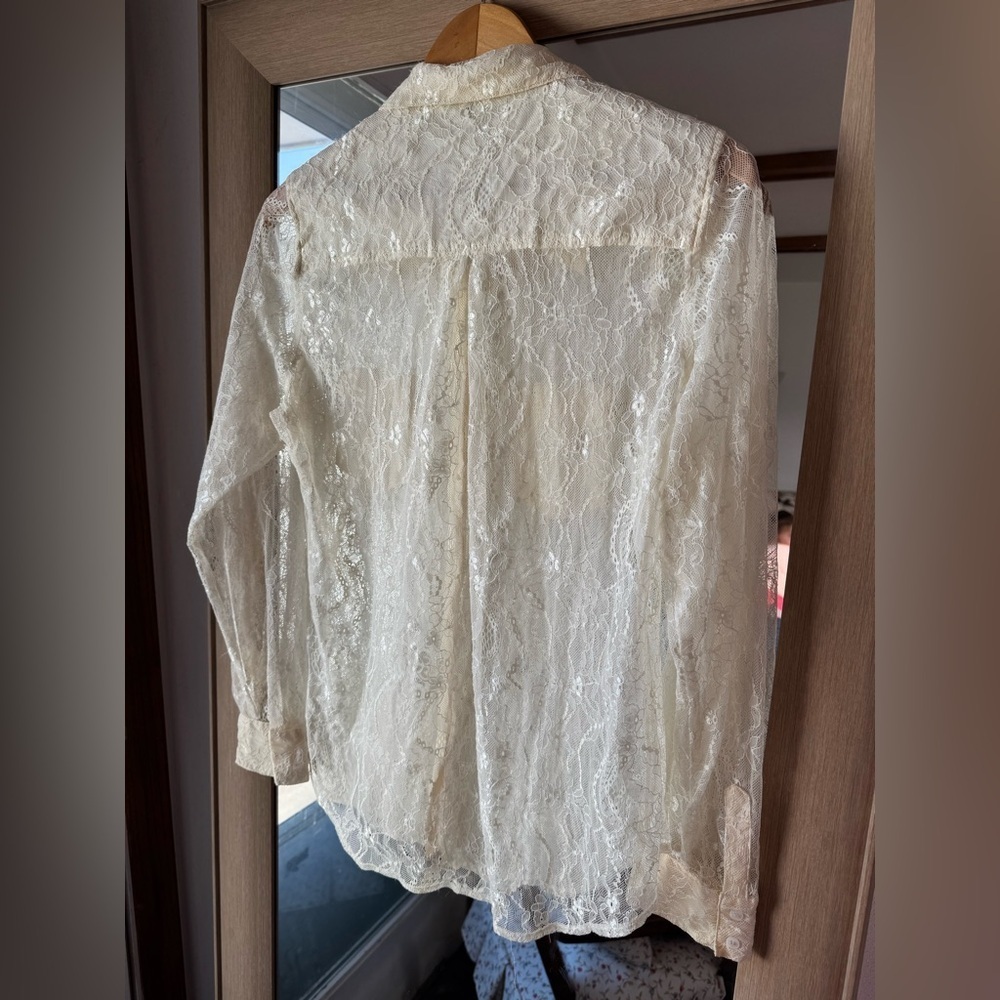 Vintage Guess Lace See-through Top Large - Picture 6 of 7